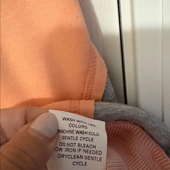 ✨ DOUBLE TAKE ✨ Baggy Fit Colorblock Zip Up Hoodie Peach Gray Pink Size Medium - Picture 7 of 14